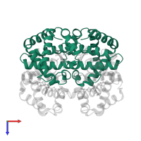 Hemoglobin subunit alpha in PDB entry 4iro, assembly 1, top view.