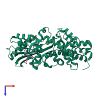 PDB entry 4isg coloured by chain, top view.