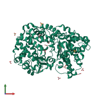 PDB entry 4iuw coloured by chain, front view.