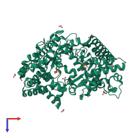 PDB entry 4iuw coloured by chain, top view.