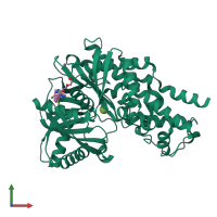 Monomeric assembly 1 of PDB entry 4iwv coloured by chemically distinct molecules, front view.