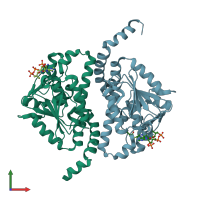 PDB entry 4izd coloured by chain, front view.