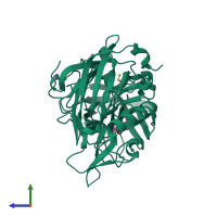 PDB entry 4j0p coloured by chain, side view.