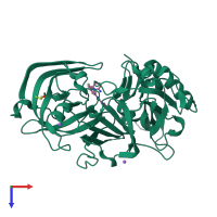 PDB entry 4j0p coloured by chain, top view.