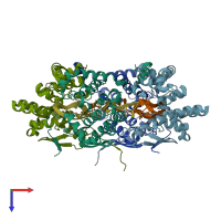 PDB entry 4j1j coloured by chain, top view.