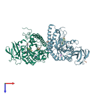 PDB entry 4j28 coloured by chain, top view.