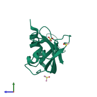 PDB entry 4j66 coloured by chain, side view.