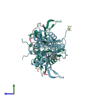 PDB entry 4j6o coloured by chain, side view.