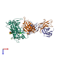 PDB entry 4jb9 coloured by chain, top view.