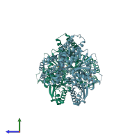 PDB entry 4jc8 coloured by chain, side view.