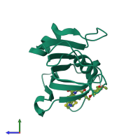PDB entry 4jfj coloured by chain, side view.