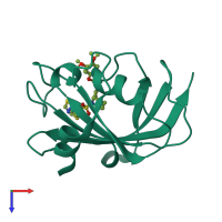 PDB entry 4jfj coloured by chain, top view.
