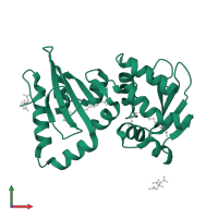 Fatty acid-binding protein in PDB entry 4jgx, assembly 1, front view.