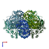 PDB entry 4jhm coloured by chain, top view.