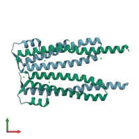 PDB entry 4jle coloured by chain, front view.