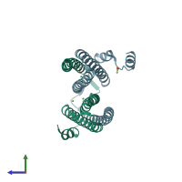 PDB entry 4jle coloured by chain, side view.