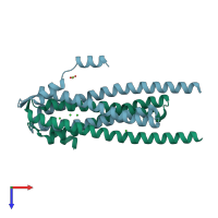 PDB entry 4jle coloured by chain, top view.