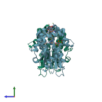 PDB entry 4jlk coloured by chain, side view.