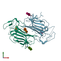 PDB entry 4jm0 coloured by chain, front view.