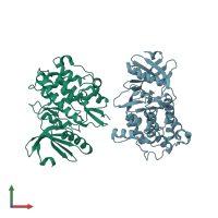 PDB entry 4jnw coloured by chain, front view.