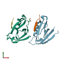 PDB entry 4joh coloured by chain, front view.