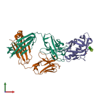 PDB entry 4jpk coloured by chain, front view.