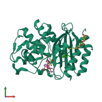 PDB entry 4jpm coloured by chain, front view.