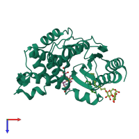 PDB entry 4jpm coloured by chain, top view.