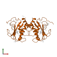 67 kDa matrix metalloproteinase-9 in PDB entry 4jqg, assembly 3, front view.