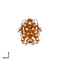 67 kDa matrix metalloproteinase-9 in PDB entry 4jqg, assembly 3, side view.