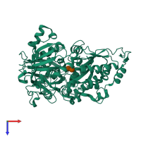 PDB entry 4jsd coloured by chain, top view.