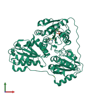 PDB entry 4ju8 coloured by chain, front view.