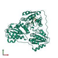 PDB entry 4ju9 coloured by chain, front view.