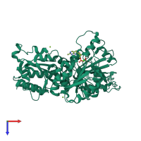 PDB entry 4ju9 coloured by chain, top view.