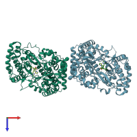 PDB entry 4jy0 coloured by chain, top view.