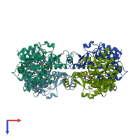 PDB entry 4jz8 coloured by chain, top view.