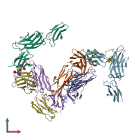 PDB entry 4jzj coloured by chain, front view.