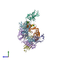 PDB entry 4jzj coloured by chain, side view.