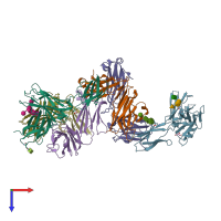 PDB entry 4jzj coloured by chain, top view.