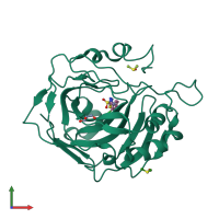 PDB entry 4k0t coloured by chain, front view.