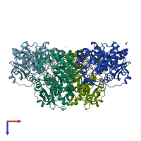 PDB entry 4k1w coloured by chain, top view.