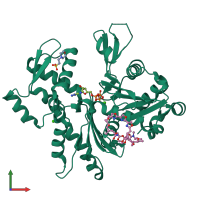 PDB entry 4k41 coloured by chain, front view.