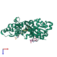 PDB entry 4k41 coloured by chain, top view.