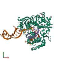 Hetero trimeric assembly 1 of PDB entry 4k50 coloured by chemically distinct molecules, front view.