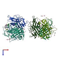 PDB entry 4k6t coloured by chain, top view.