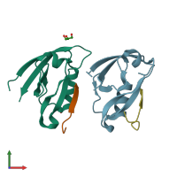 PDB entry 4k6y coloured by chain, front view.