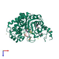 PDB entry 4k8e coloured by chain, top view.