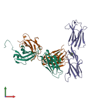 PDB entry 4k9e coloured by chain, front view.