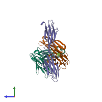 PDB entry 4k9e coloured by chain, side view.