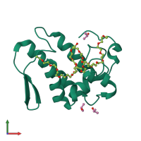 Monomeric assembly 1 of PDB entry 4kf3 coloured by chemically distinct molecules, front view.